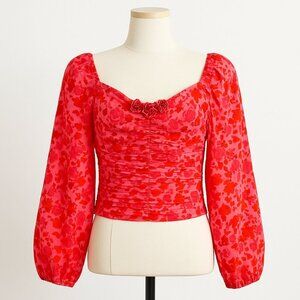 Free People Oh La La Pink Roses Bodice Cropped Top Size Small NEW